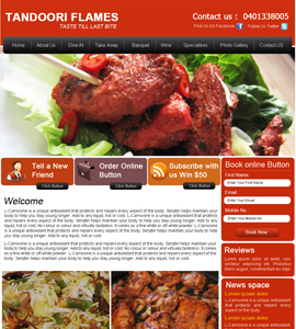 Tandoori Flames Australian Restaurant Web Page Design 