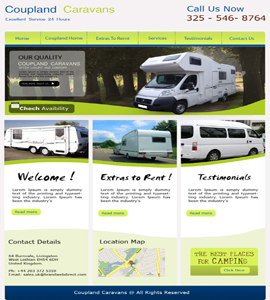Coupland Caravans - Simple Web Page Design 
